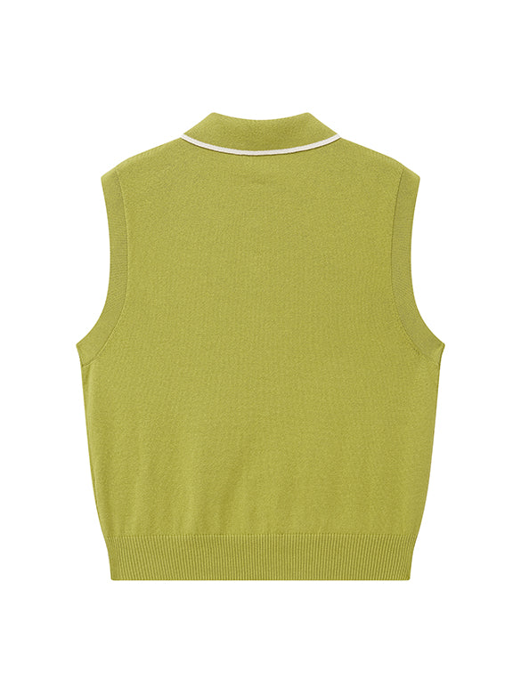 Retro Argyle Sleeveless Polo Knit