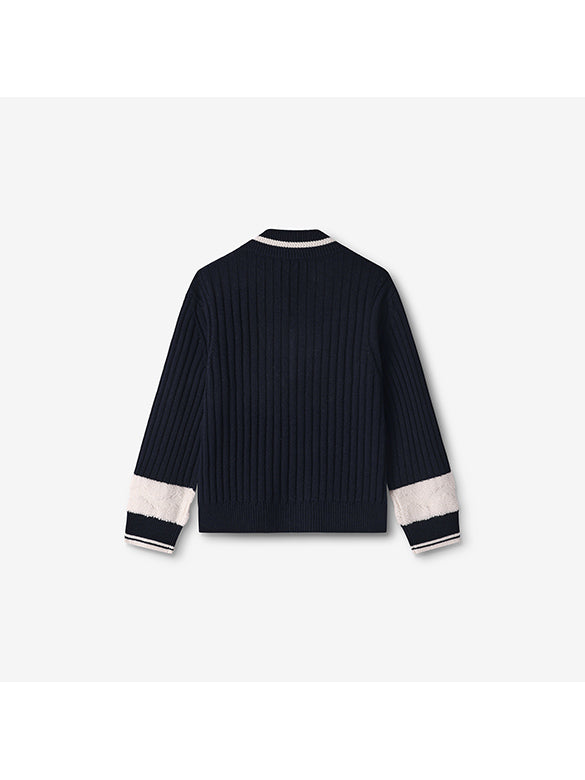 Boa Combination V-neck Knit