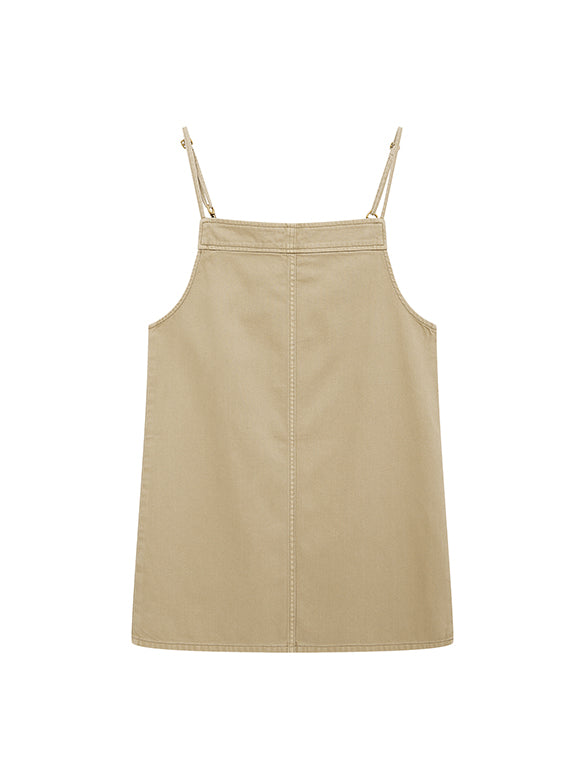 Beige Denim Jumper Skirt