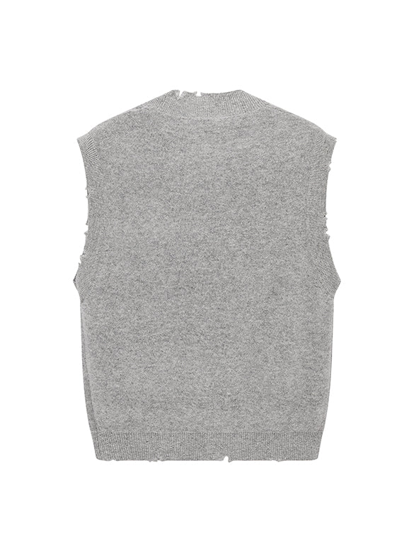 Glitter Damage Sleeveless Knit Top