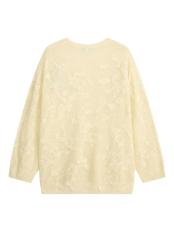 Flower Embroidery Knit Top