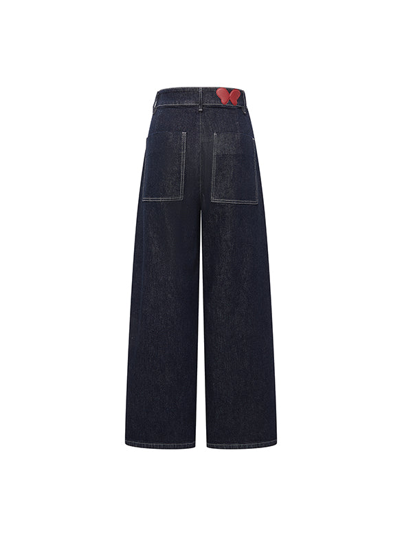 Butterfly Patch Rigid Denim Pants