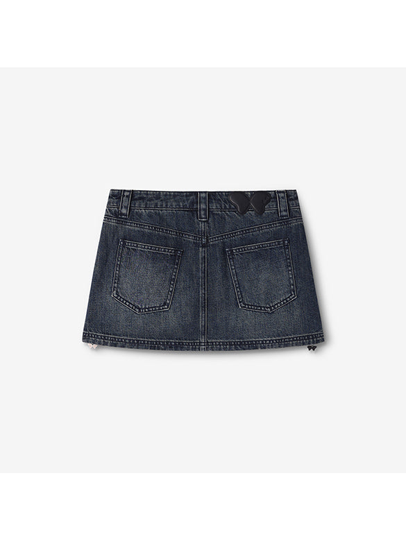 Side Zipper Denim Skirt-Pants