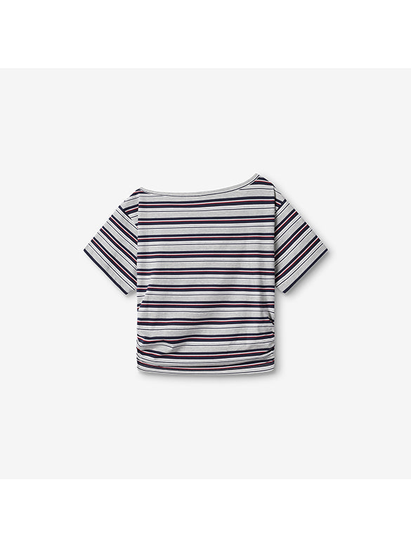 One-shoulder Design Stripe T-shirt