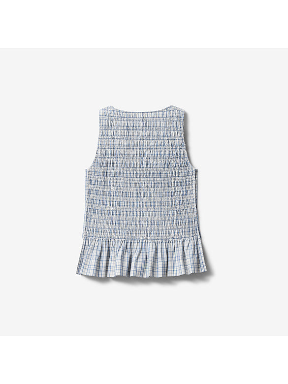 Plaid Gather Sleeveless Top