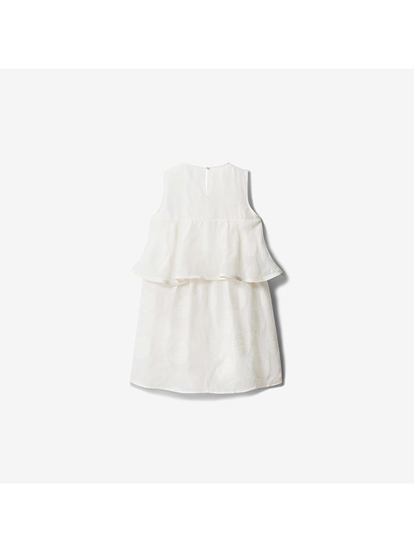 Bi-color Ribbon Sleeveless Dot Dress