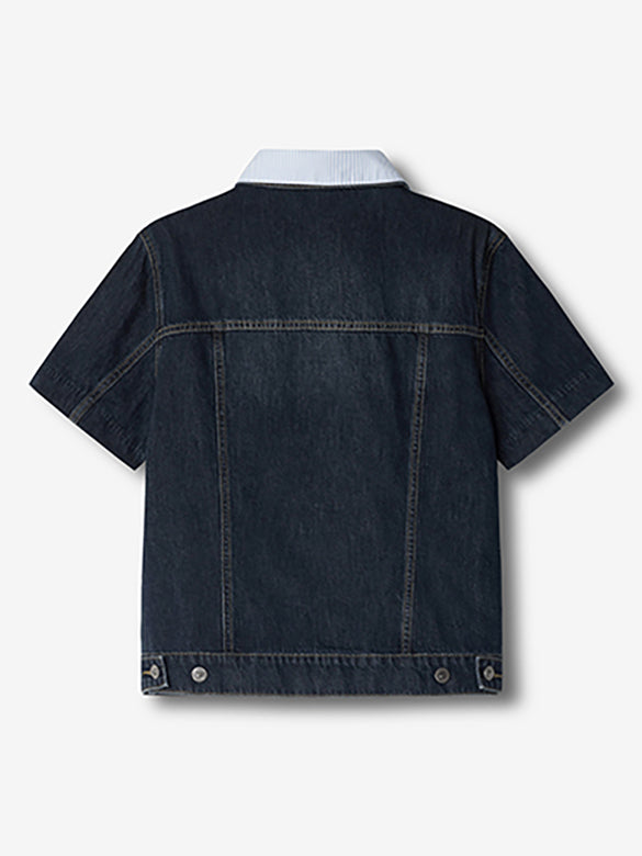 Stripe Collar Rigid Denim Jacket