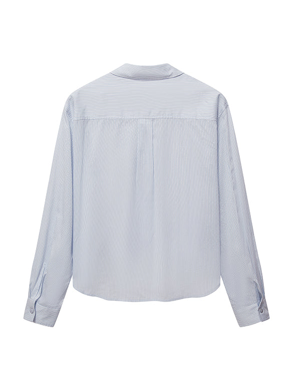 Waist Aperture Drape Stripe Shirt