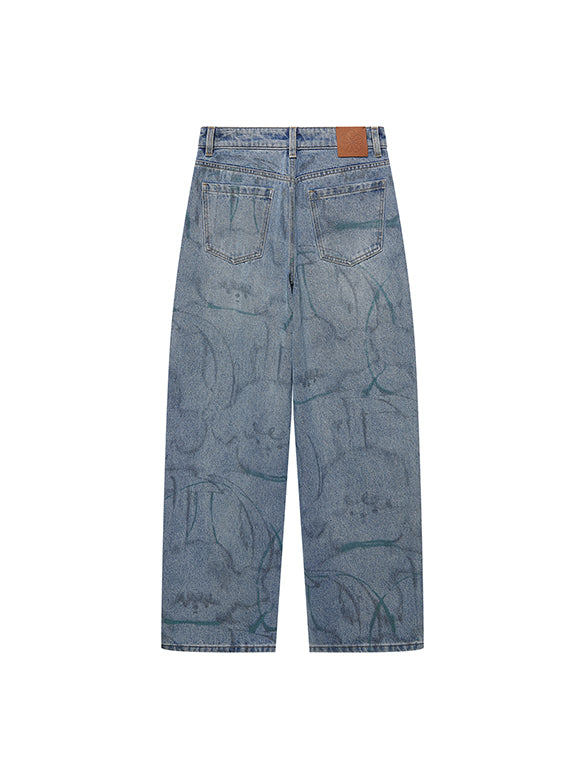 Character Printed Denim Pants