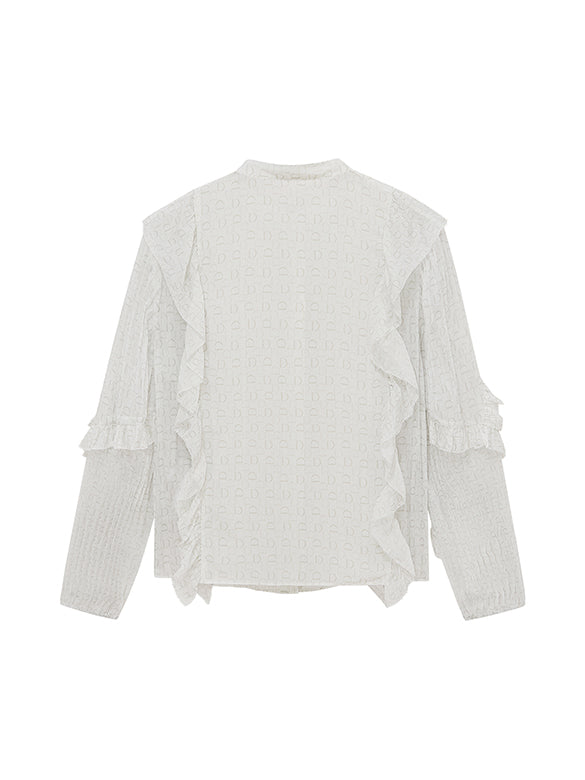 Monogram Pattern Frill Blouse