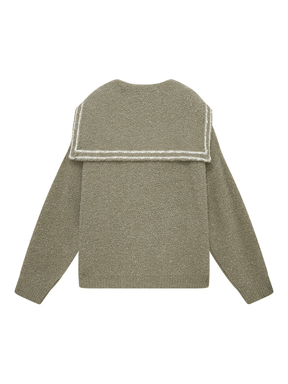 Loop-yarn Sailor Collar Line Knit