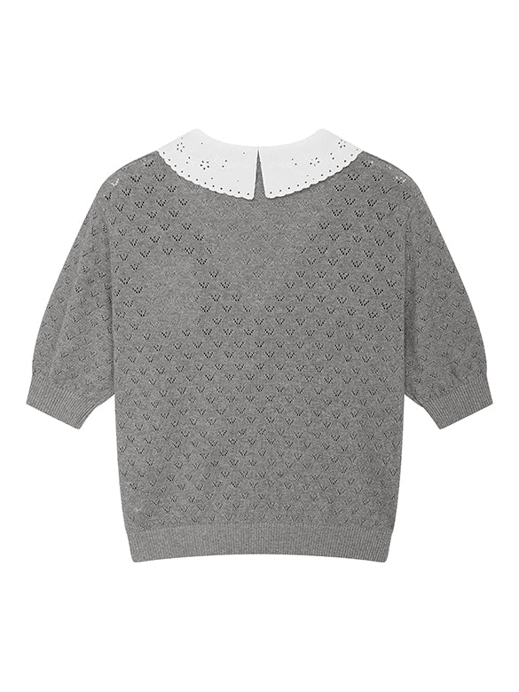 Lace Collar Knit Top