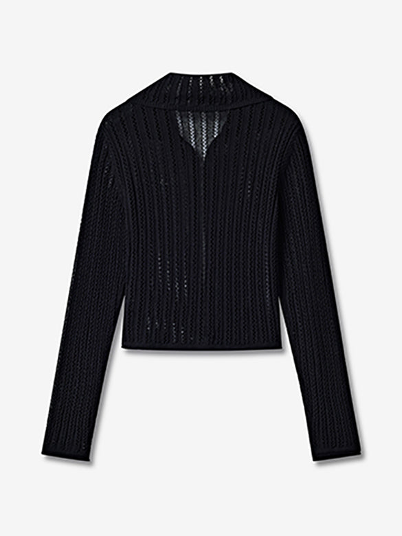 Lace Style Knitting Zipper Top