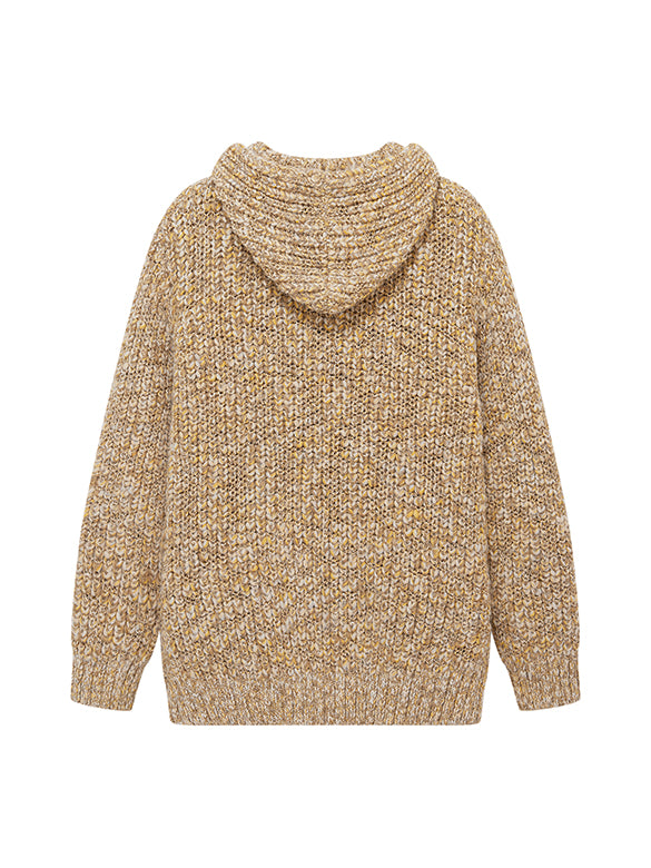 Pompon Knit Zipper Hoodie