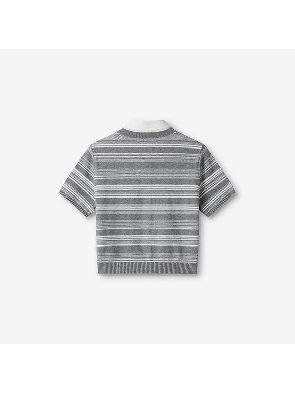 Random Pitch Stripe Polo Knit