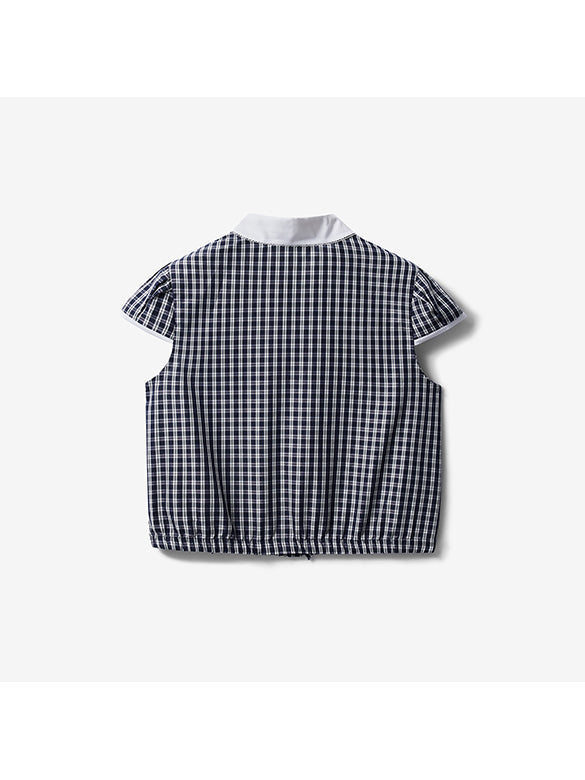 Plaid Feminine Frill Blouse