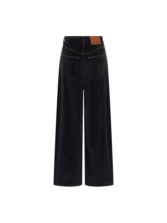 Belted Wide Corduroy Pants