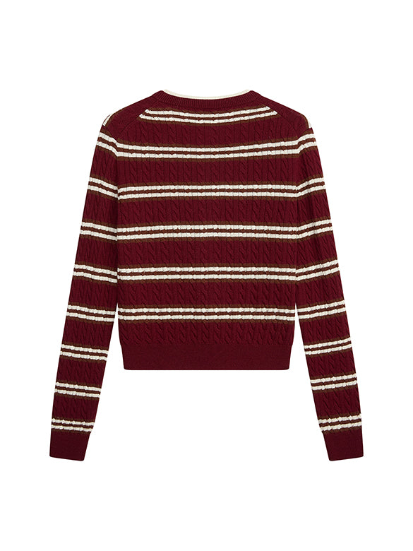 Retro Color Stripe Knit Cardigan