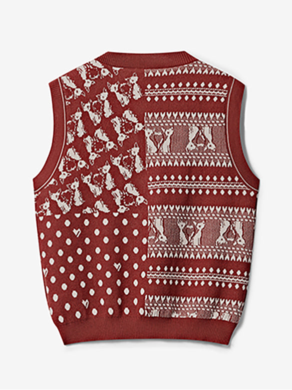 Mixed Pattern Knit Vest