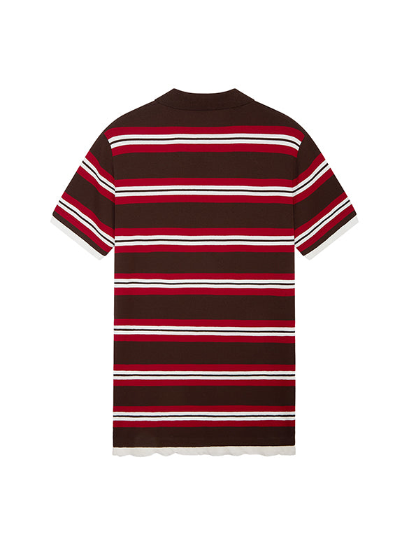 Retro-color Stripe Polo Knit Dress