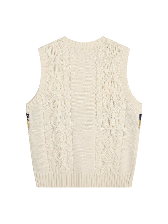 d Logo Pattern Design Knit Vest
