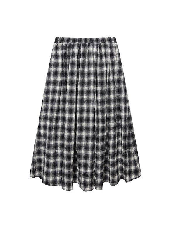 Plaid Wrinkle Easy Skirt