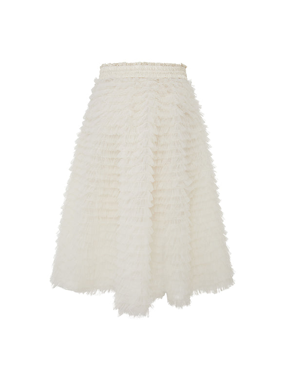 White Tulle Tiered Skirt