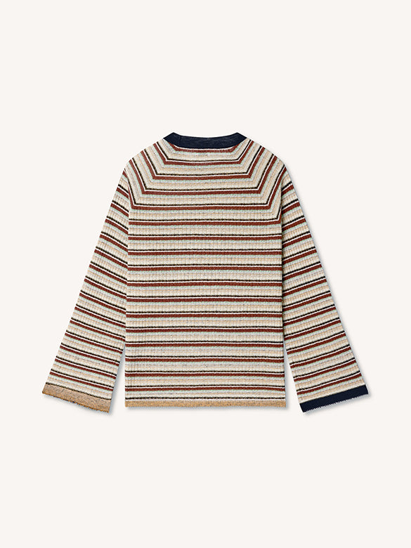 Retro Color Stripe Knit Top
