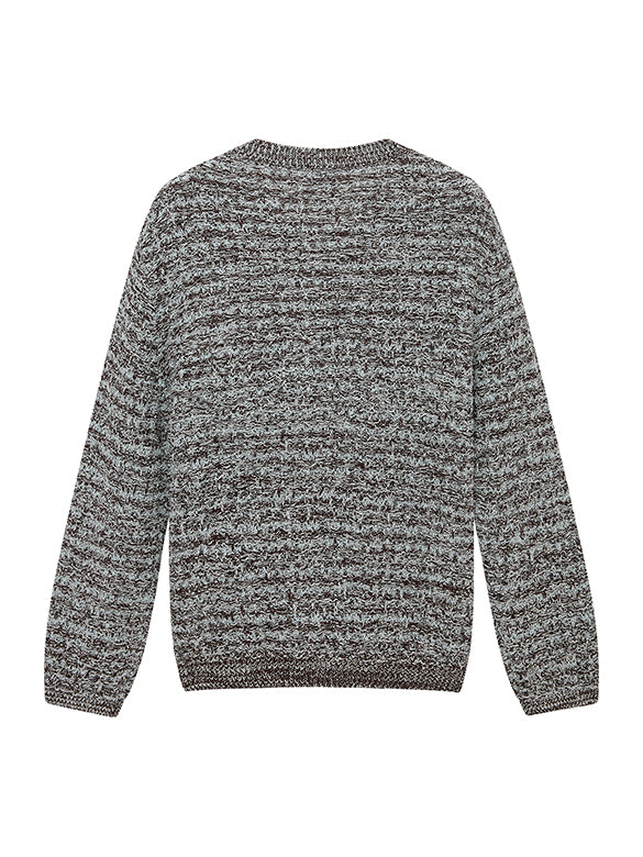 Marbled Color Shoulder Button Knit Top