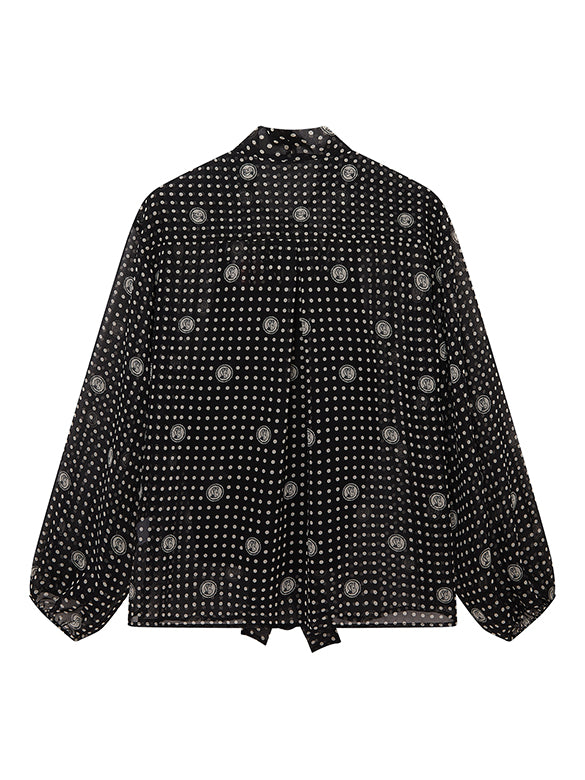Printed Chiffon Bow-tie Blouse