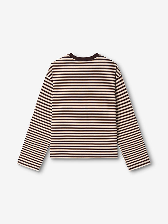 Cat Printed Stripe Long Sleeves T-shirt