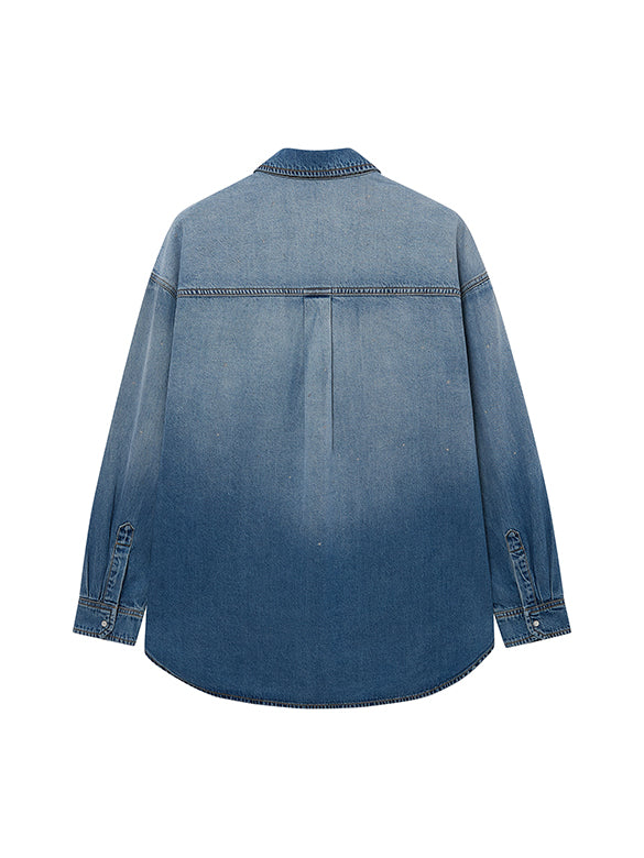 Gradation Color Badge Denim Shirt