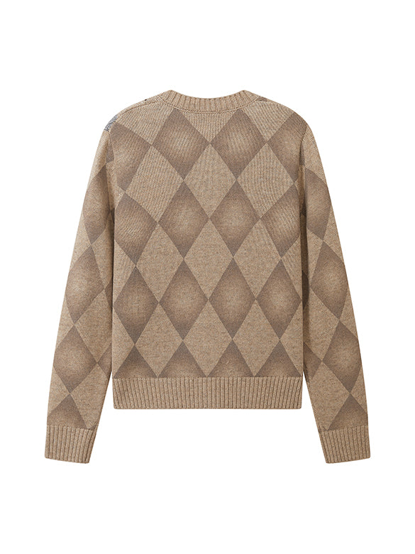 Argyle Knit Cardigan