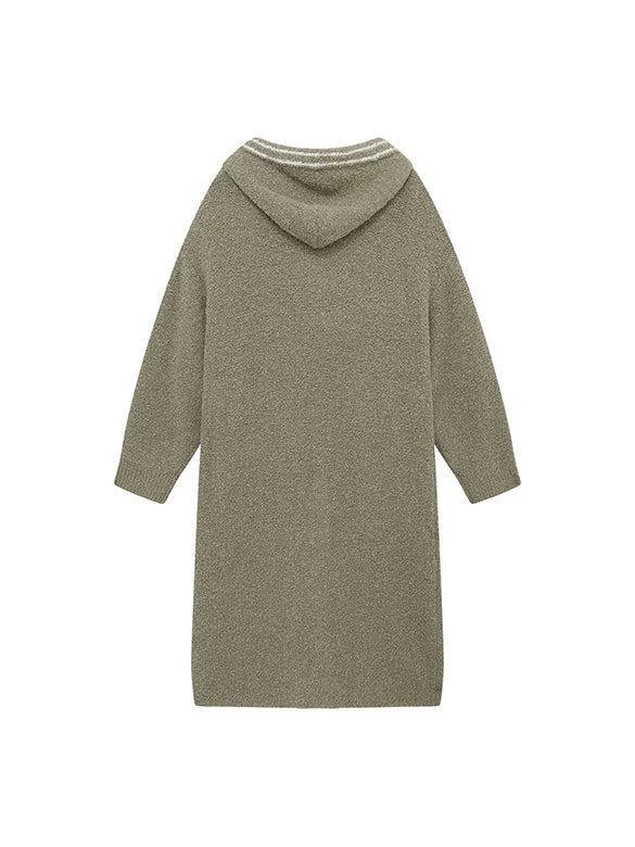 Loop-yarn Line Knit Gawn Hoodie