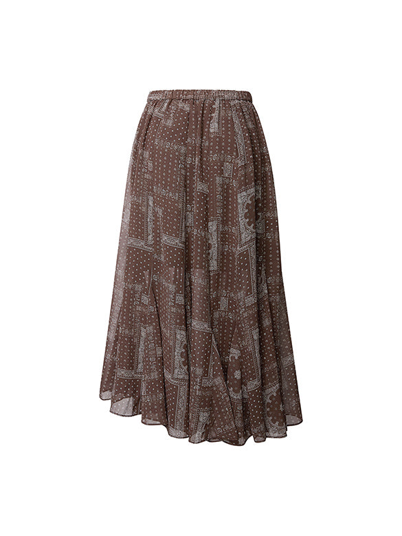 Geometric Printed Chiffon Skirt