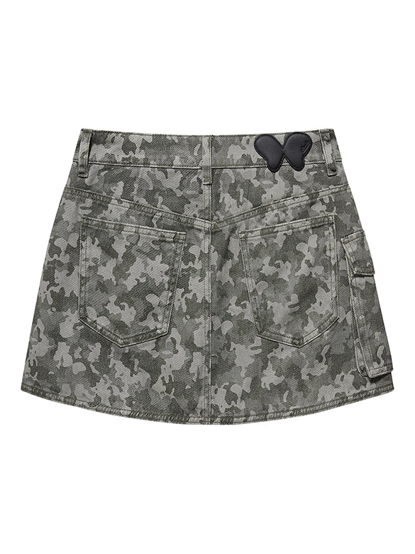 Camouflage Denim Cargo Short Pants