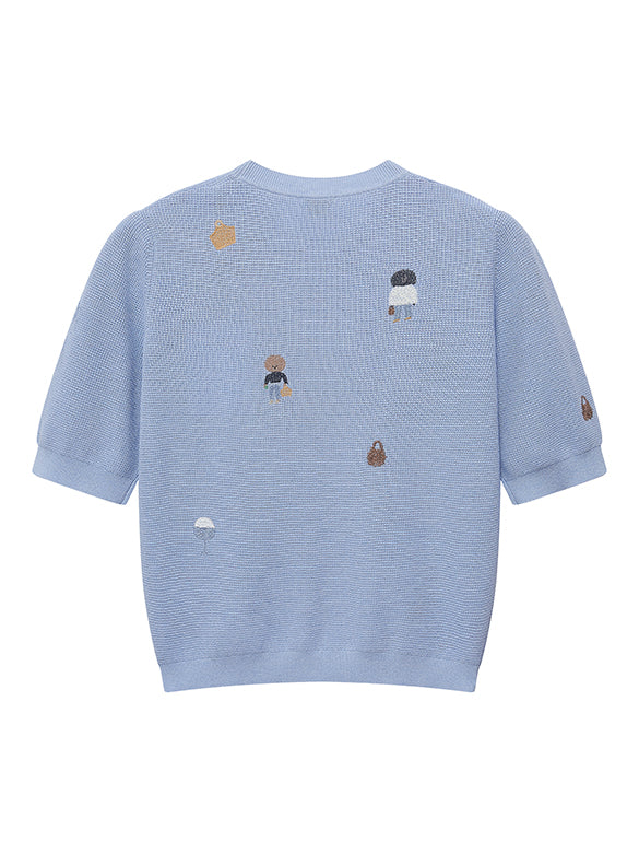 Embroidery Character Knit Cardigan