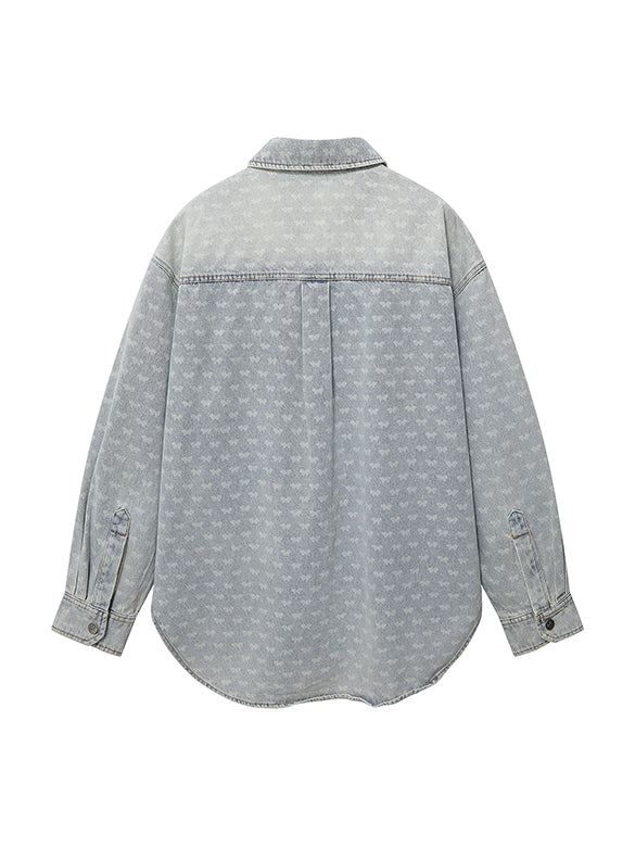 Butterfly Pattern Denim Shirt