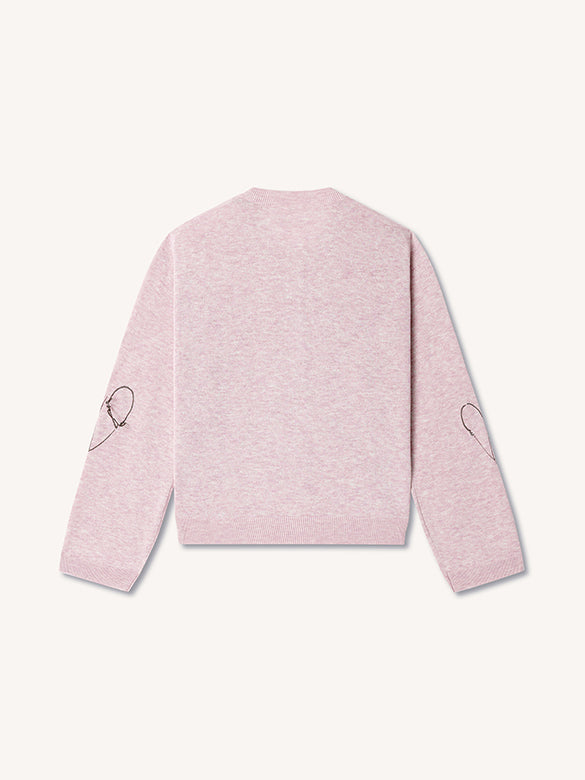 Embroidery Heart Design Knit Cardigan