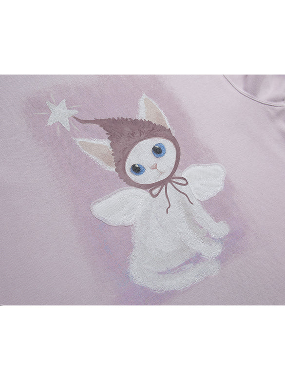 Cat Printed Embroidery Sweatshirt