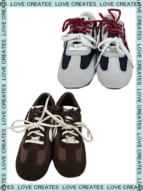 Mixed Material Bi-color Code Sneakers