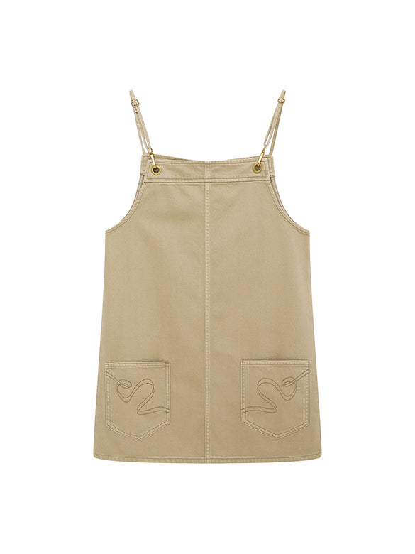 Beige Denim Jumper Skirt