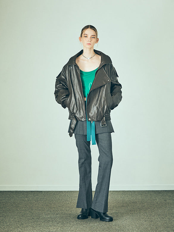 Balloon Sleeves Off-shoulder Ribbon Short Sweatshirt