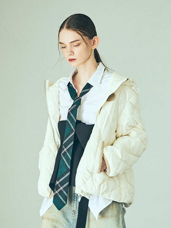 Corduroy Piping Monogram Down Jacket