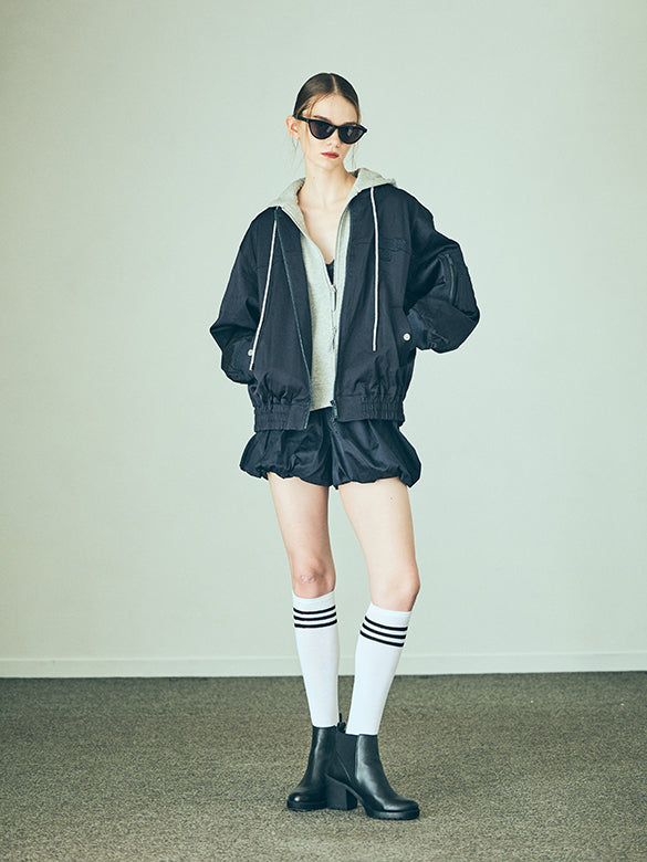 Sweat Hoodie Layered Blouson