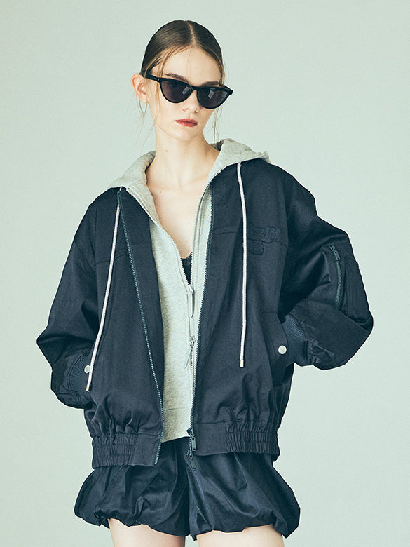 Sweat Hoodie Layered Blouson