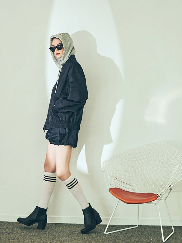 Sweat Hoodie Layered Blouson