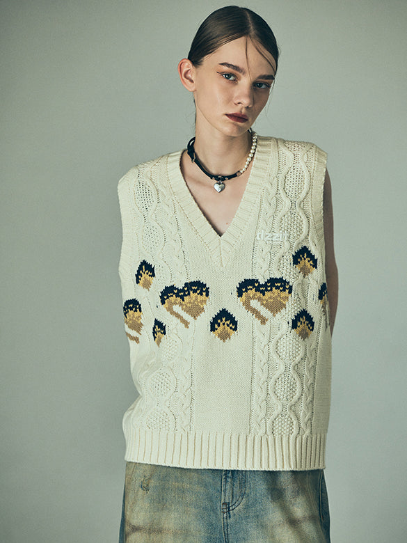 d Logo Pattern Design Knit Vest