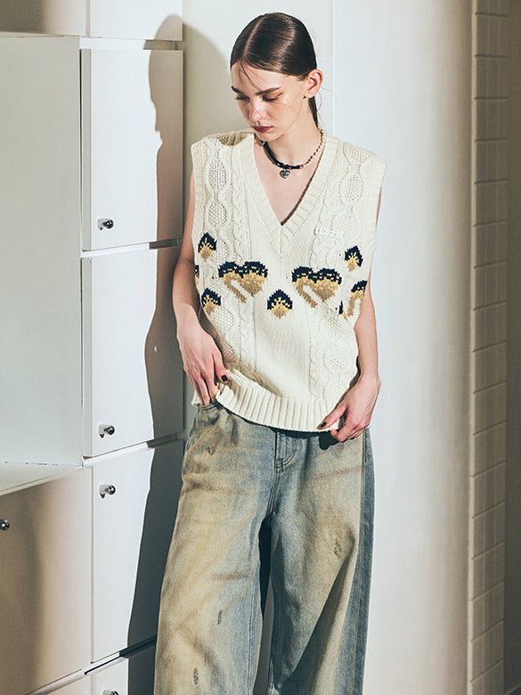 d Logo Pattern Design Knit Vest
