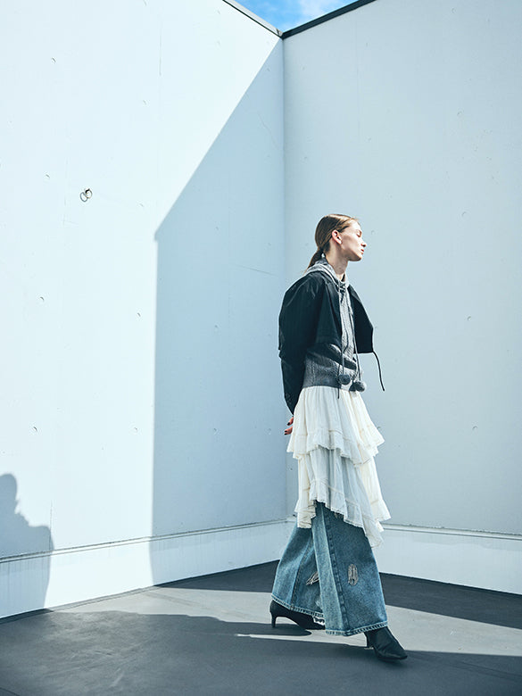 Pompon Code Knit Hoodie